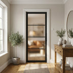Internal Made-to-Measure Jet Black Door with 4 Light Obscure Glass, Fully Finished