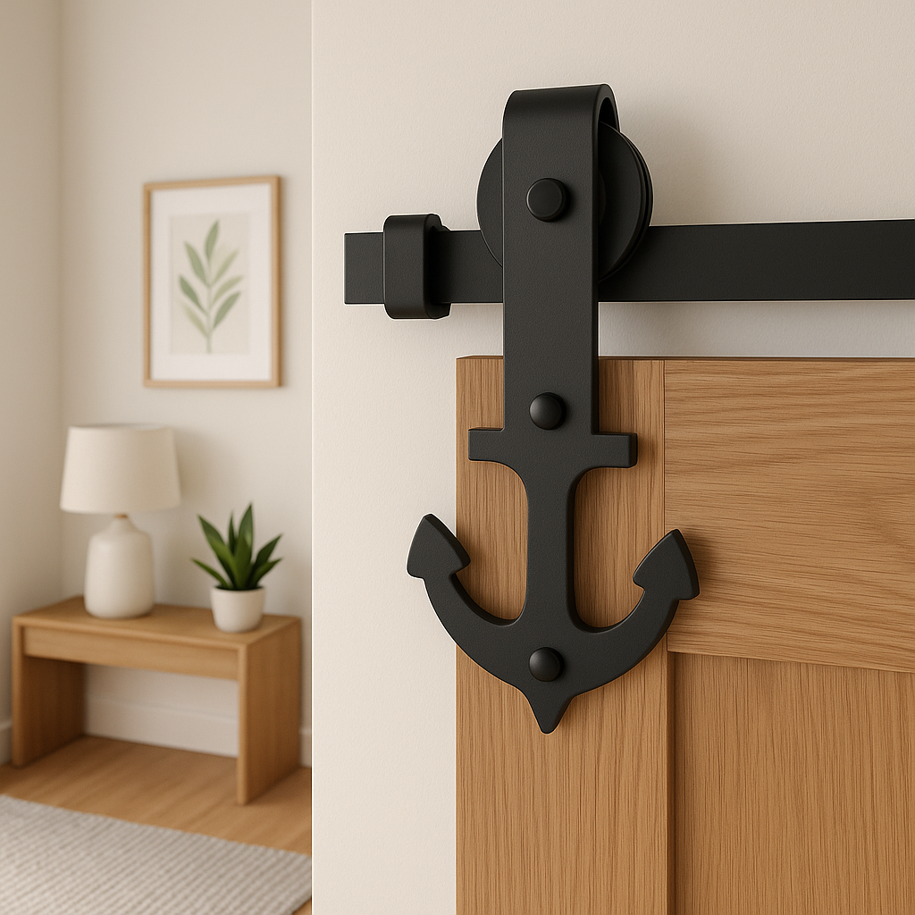 Matt Black Barn Door Track Bracket Pair for Sliding Anchors