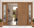 Premium Double Entrance Doors with Clear Glazed Sidelights - 44mm Thick, Adjustable Height