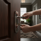 Premium Polished Chrome Keyhole Handle with Stepped Lines and Angular Design - Sold in Pairs with 10 Year Guarantee