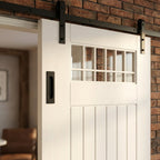 Cottage 1 Light Sliding Internal Door with Etched Clear Glass, Primed Finish - detail view