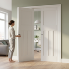 Premium Double Pocket Door Set with Solid Core and Galvanised Steel Frame - Elegant 30's Style Design
