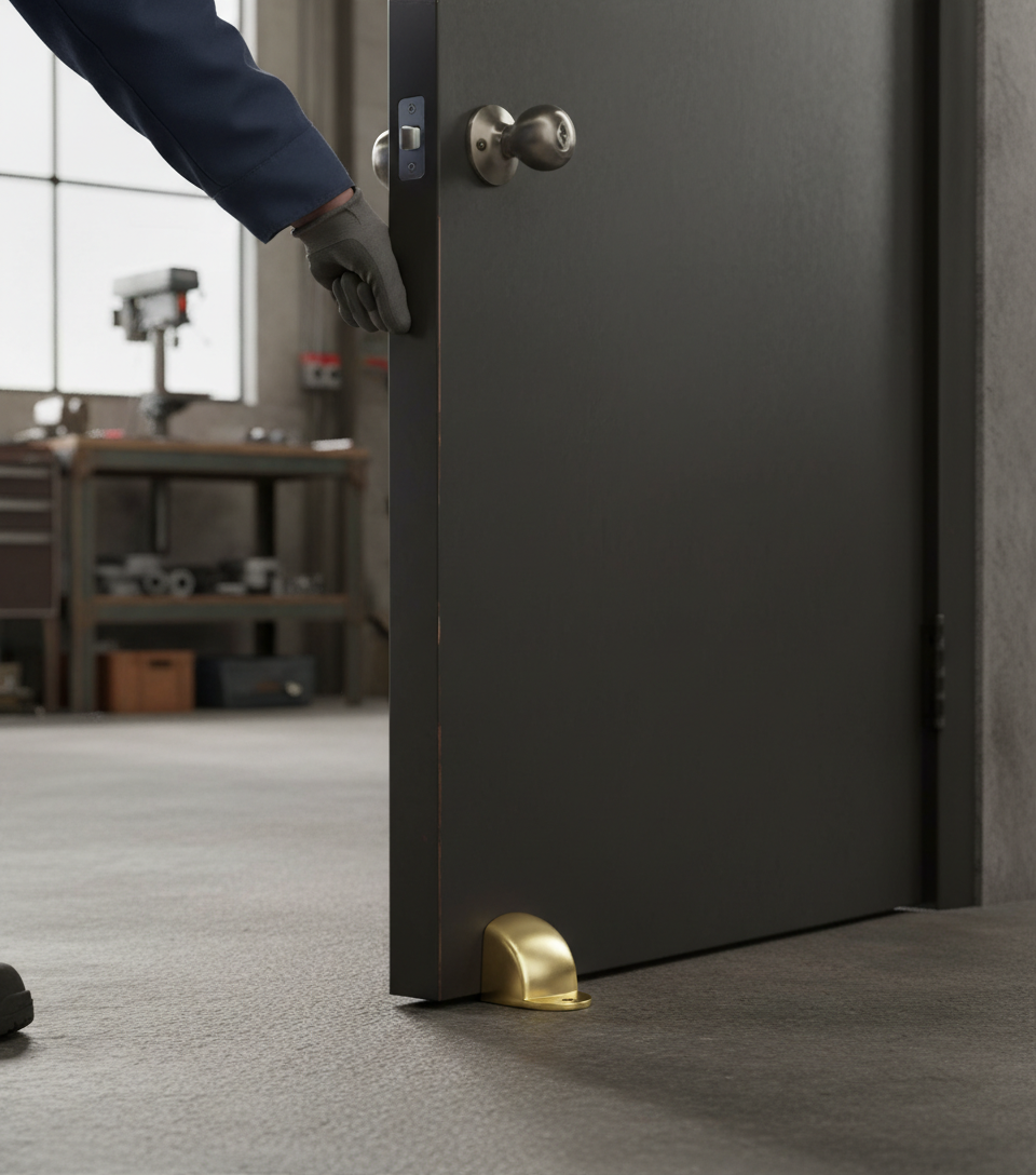 Premium Oval Floor Mounted Door Stop Available in Three Finishes for Enhanced Durability and Versatility