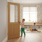 Premium Unfinished Internal Door with Etched Glass Panel and Solid Core Construction for Strength and Stability