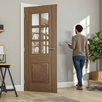 Premium Walnut Internal Door with Clear Bevelled Glass and FSC Certification for Luxurious Interiors