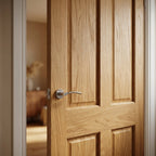 FD30 Fire Rated Unfinished Oak Internal Victorian Shaker 4 Panel Door - detail view