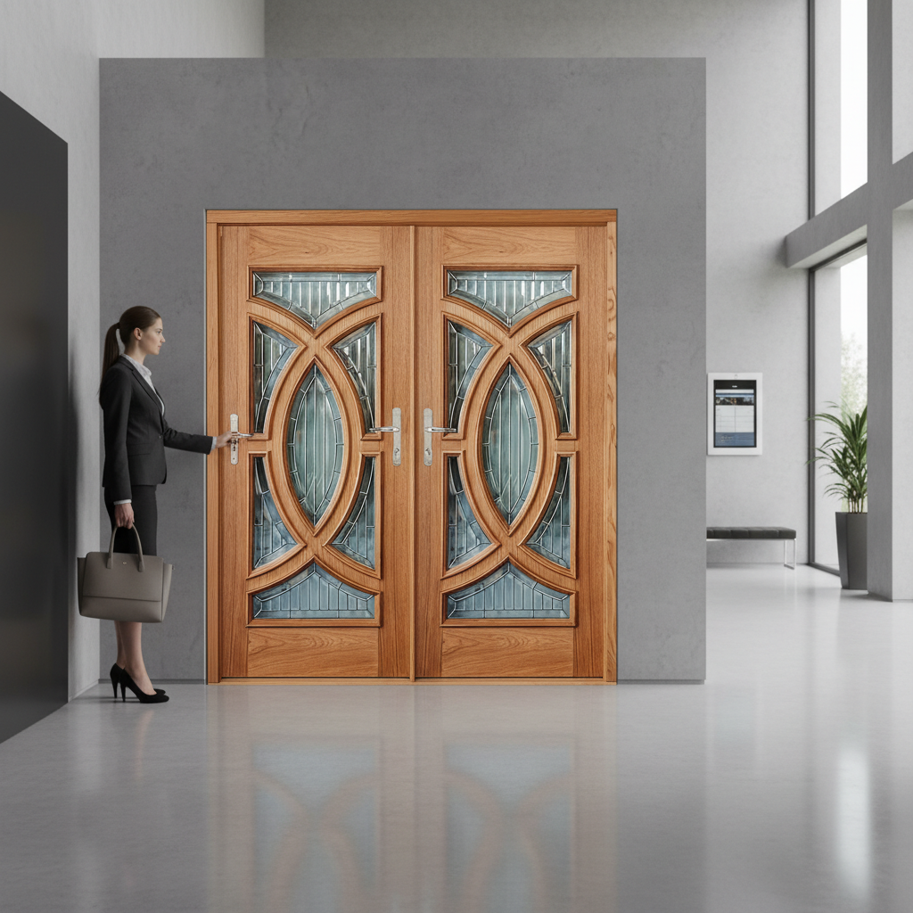 Premium Oak Grand Entrance Doors - Heavy Duty Design with Custom Frame Options and Robust Protection Requirements