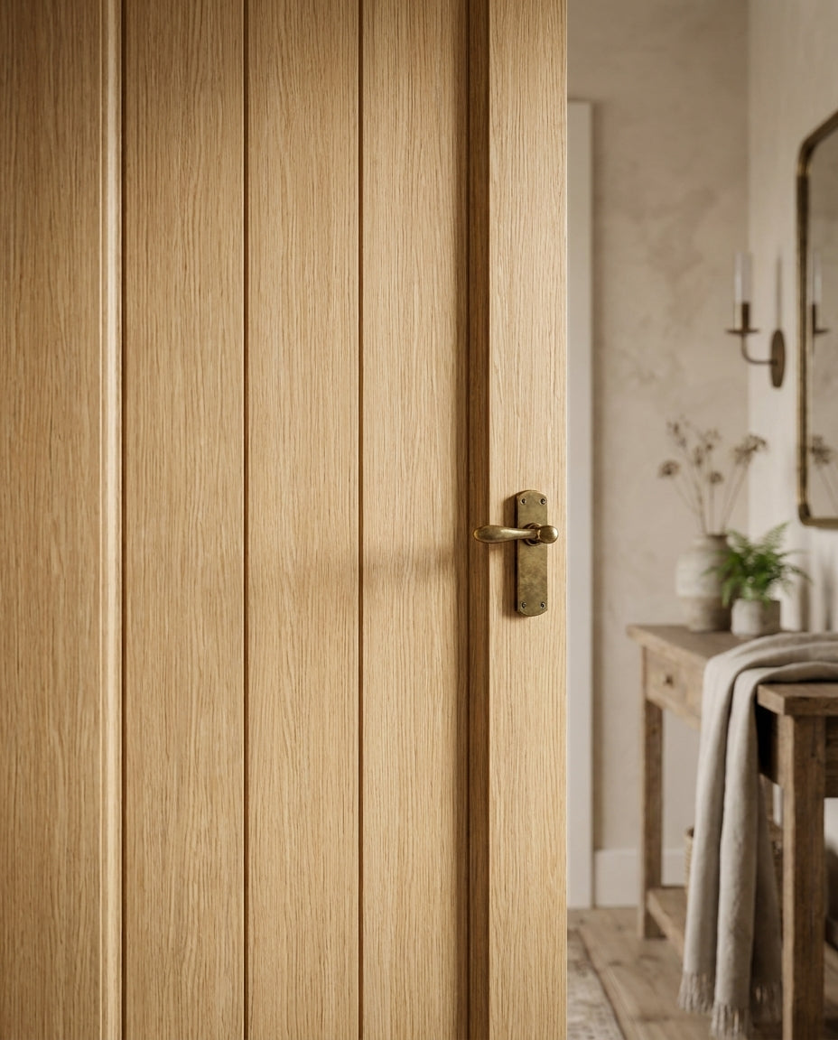 Cottage Oak Internal Laminate Door, Fully Finished, Semi-Solid Core - detail view