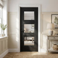 Black Internal Door Fully Finished with 3 Light Clear Glass, Solid Core