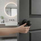 Premium Modern Mortice Bathroom Door Knob Set - Matt Black with Reeded Finish and 10-Year Guarantee - Image 2