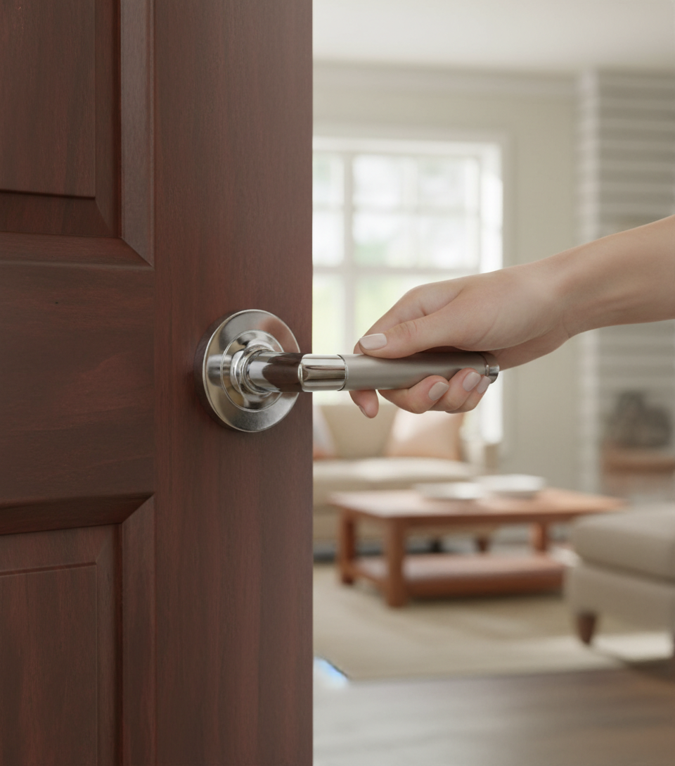 Premium Modern Door Handle with Dual Finish in Polished and Satin Chrome for Stylish Interiors
