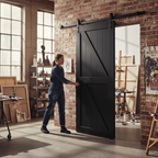Premium Internal Primed Z Brace Sliding Barn Door - High-Quality Timber Construction with Black Finish for Modern Interiors - Image 2