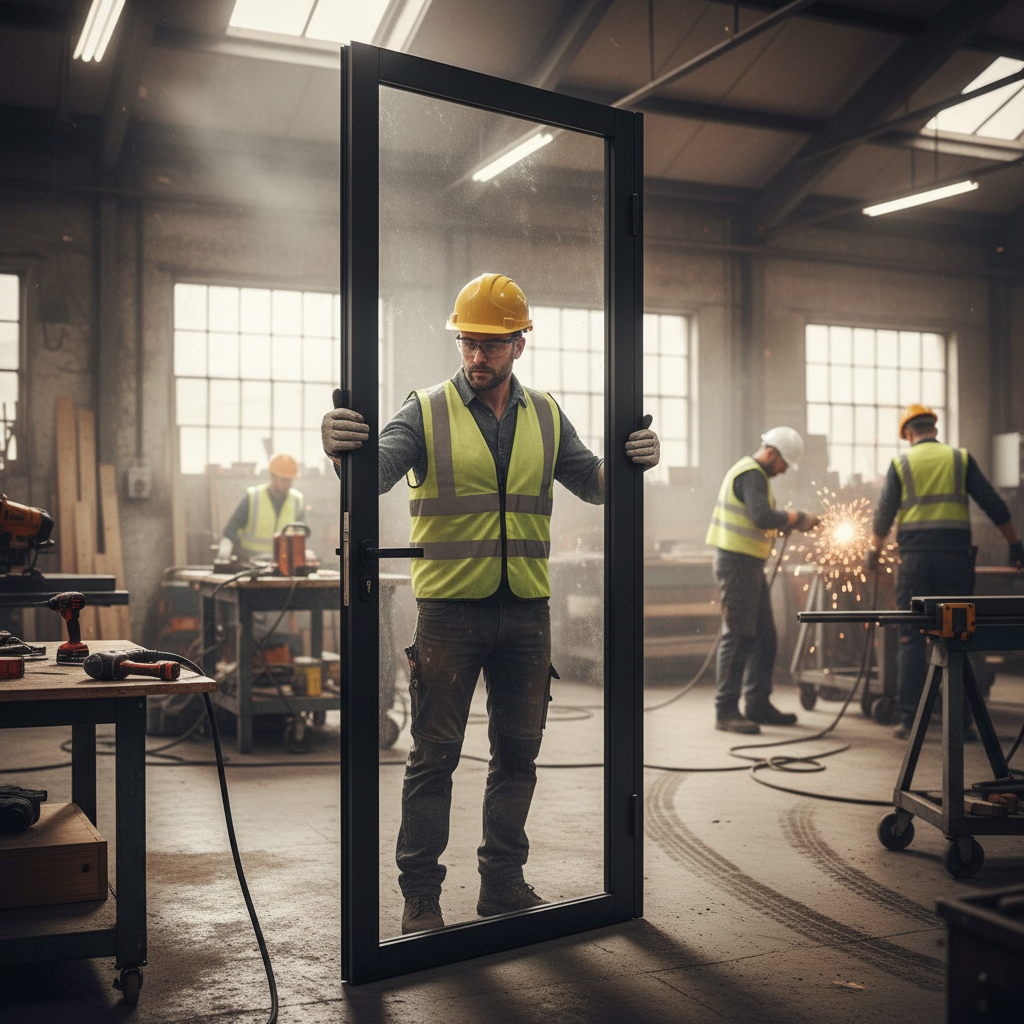 Premium Internal Fully Finished Industrial Studio Door with Clear Toughened Glass - Maximizes Natural Light and Durability