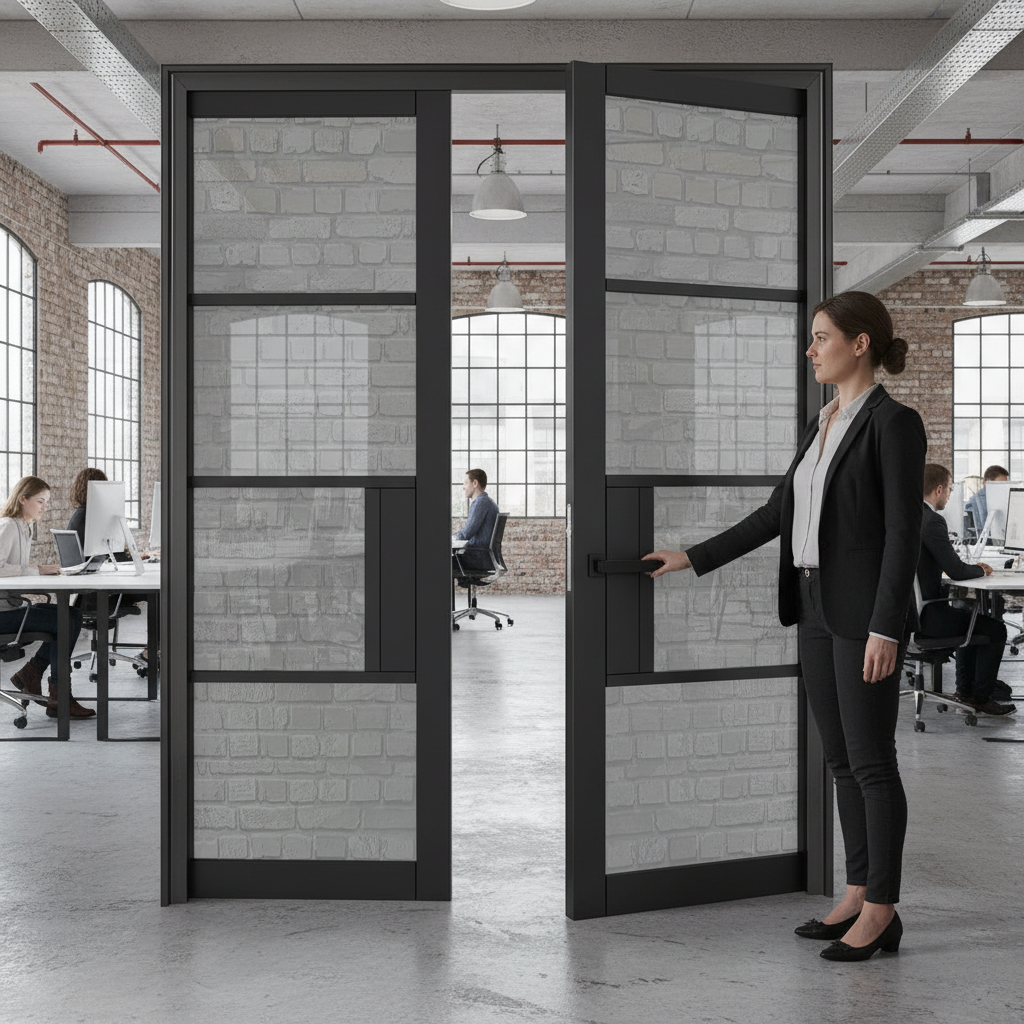 Premium Heavy Duty Double Pocket Door System with Tinted Glazed Doors and Galvanised Steel Frame - Adjustable and Maintenance-Free