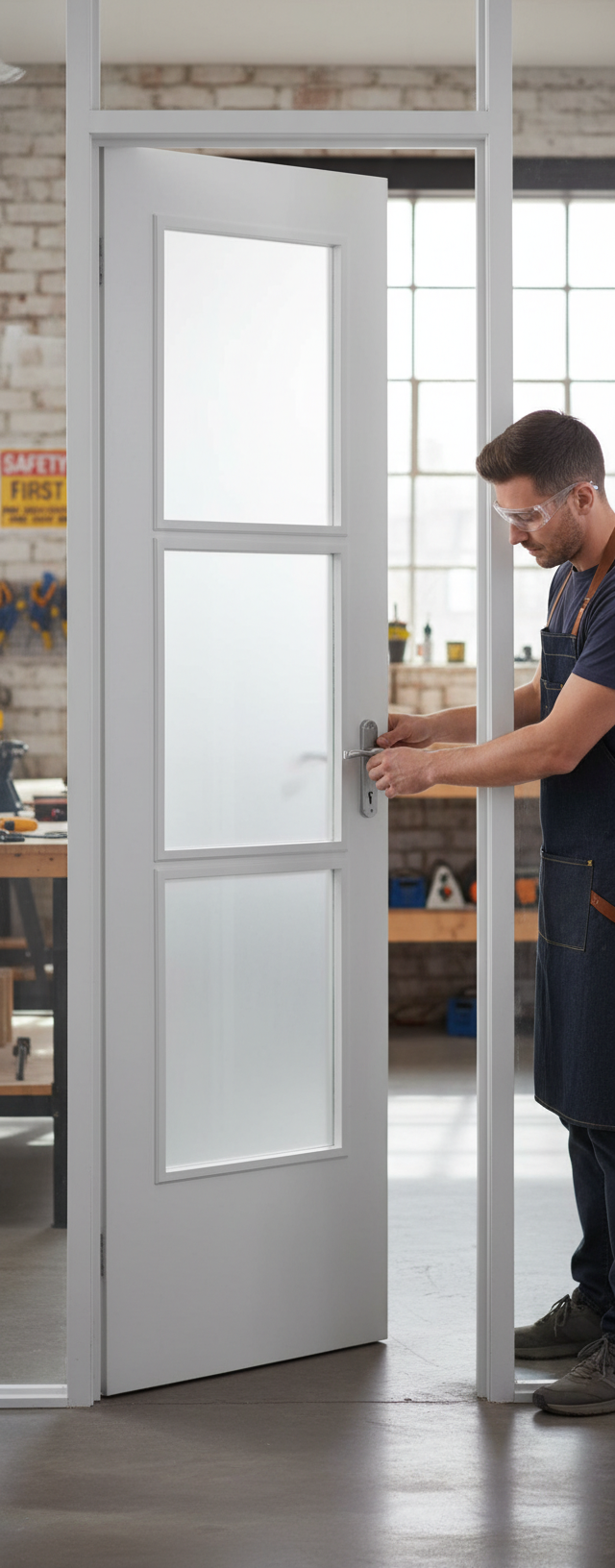 Premium White 3 Light Glazed Internal Door with Durable Semi-Solid Core and Toughened Safety Glass
