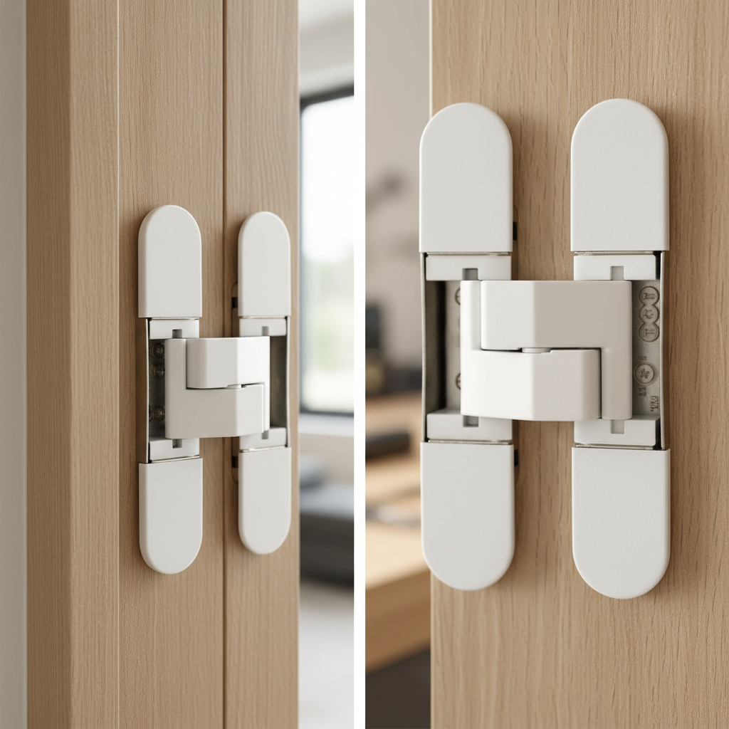 Premium White Concealed Hinge - 115mm Height, 23mm Width, 27mm Thickness for Stylish Door Finish