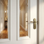 Internal White Door Fully Finished with Clear Glass 3 Panels - Belgravia - detail view