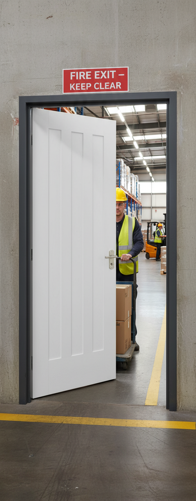 Premium 3 Panel Fire Door - White Primed, Solid Engineered Core, Trimmable Design for Versatile Interior Use