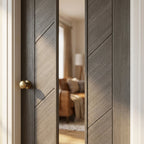 Light Grey Internal Door with Clear Glass, Fully Finished Laminate Stockholm - detail view