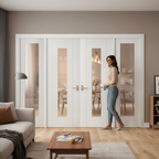 Premium Internal Room Divider Set with Obscure Glass Panels and White Primed Frame Kit for Elegant Space Separation - Image 2