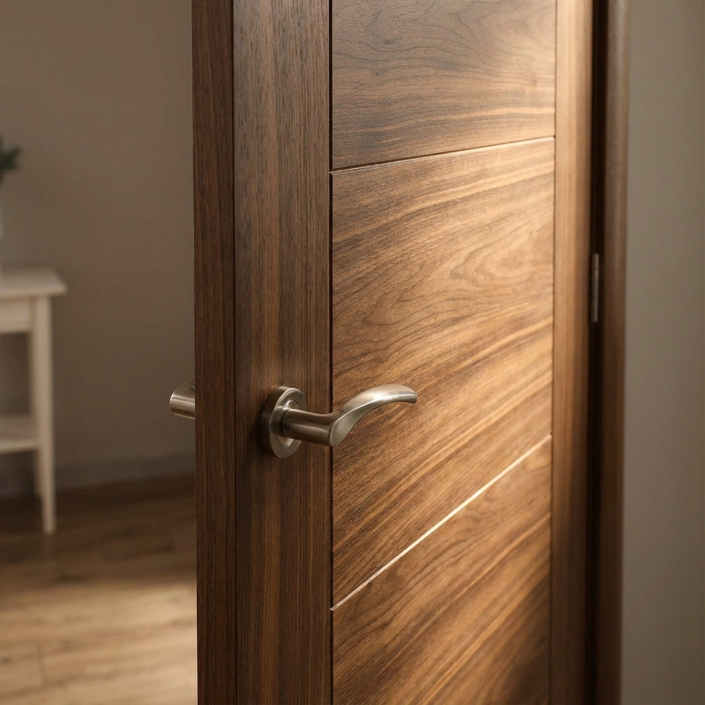 Internal FD30 Fire Rated Walnut Door Fully Finished Solid Core - detail view