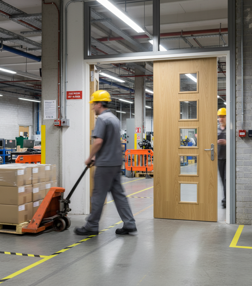 Premium Fully Finished Custom Made FD30 Fire Door with Clear Glazing Options - High-Quality Professional Grade for Industrial and Commercial Applic...