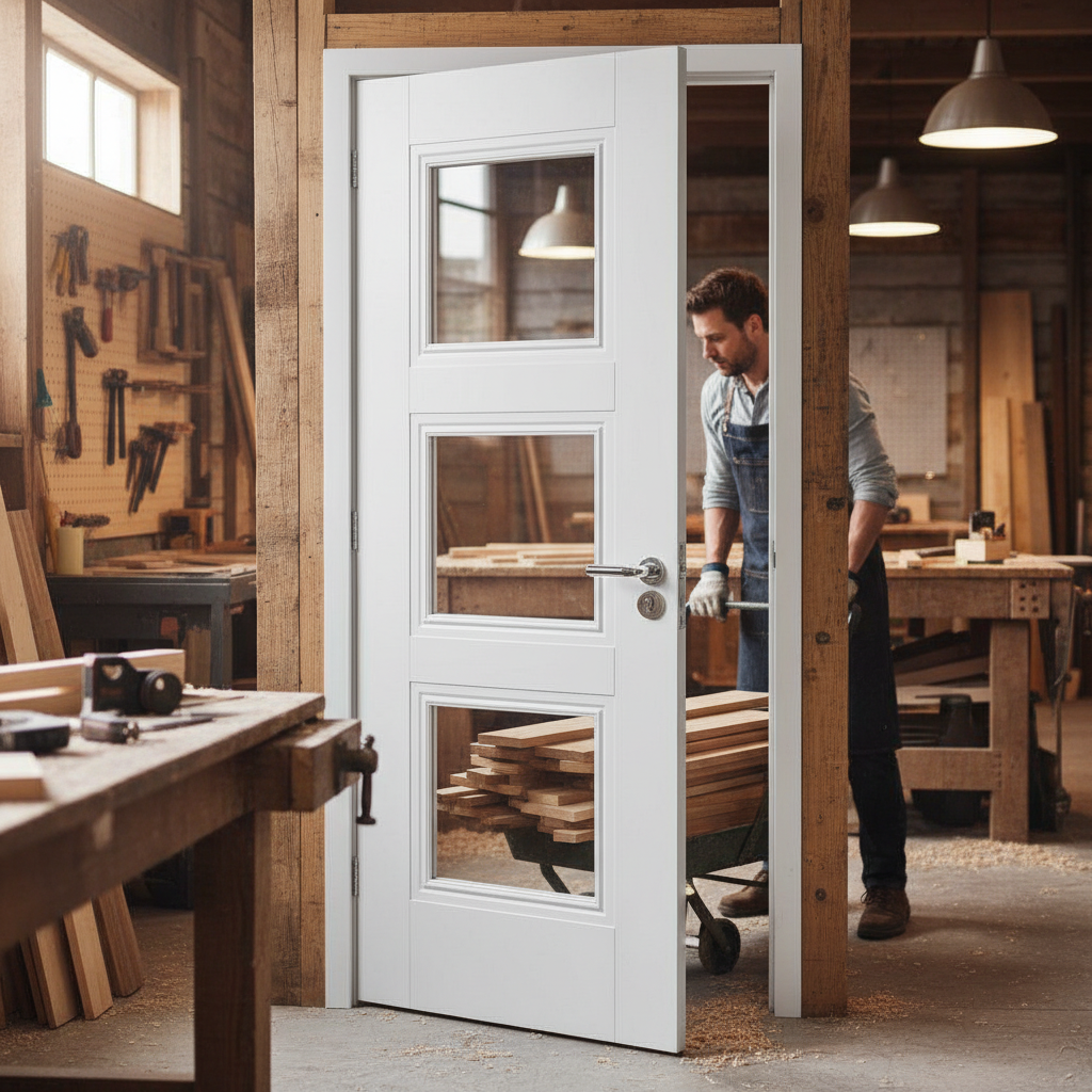 Premium Clear Glazed Internal Door with Decorative Mouldings and Solid Core Construction