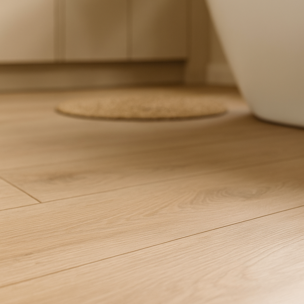 10mm Water Resistant Sand Dune Oak Laminate Flooring with Wood Essence Finish - detail view