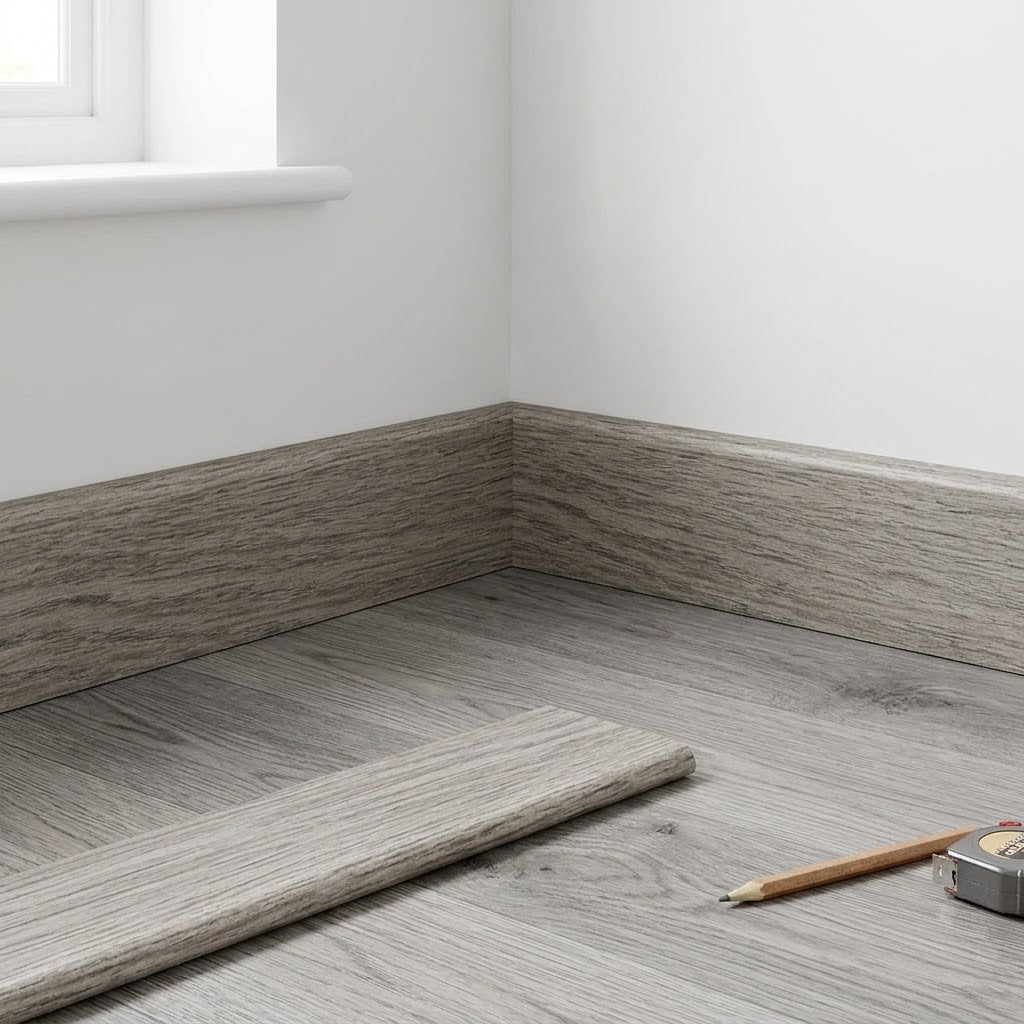 Medium Grey Round Pencil Laminate Skirting Board 2400 x 15 x 95mm