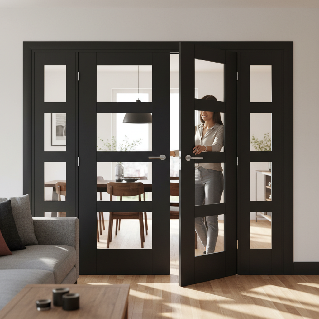 Premium Clear Glazed Room Divider with Matching Demi Panels - Customizable Sizes and Sophisticated Design