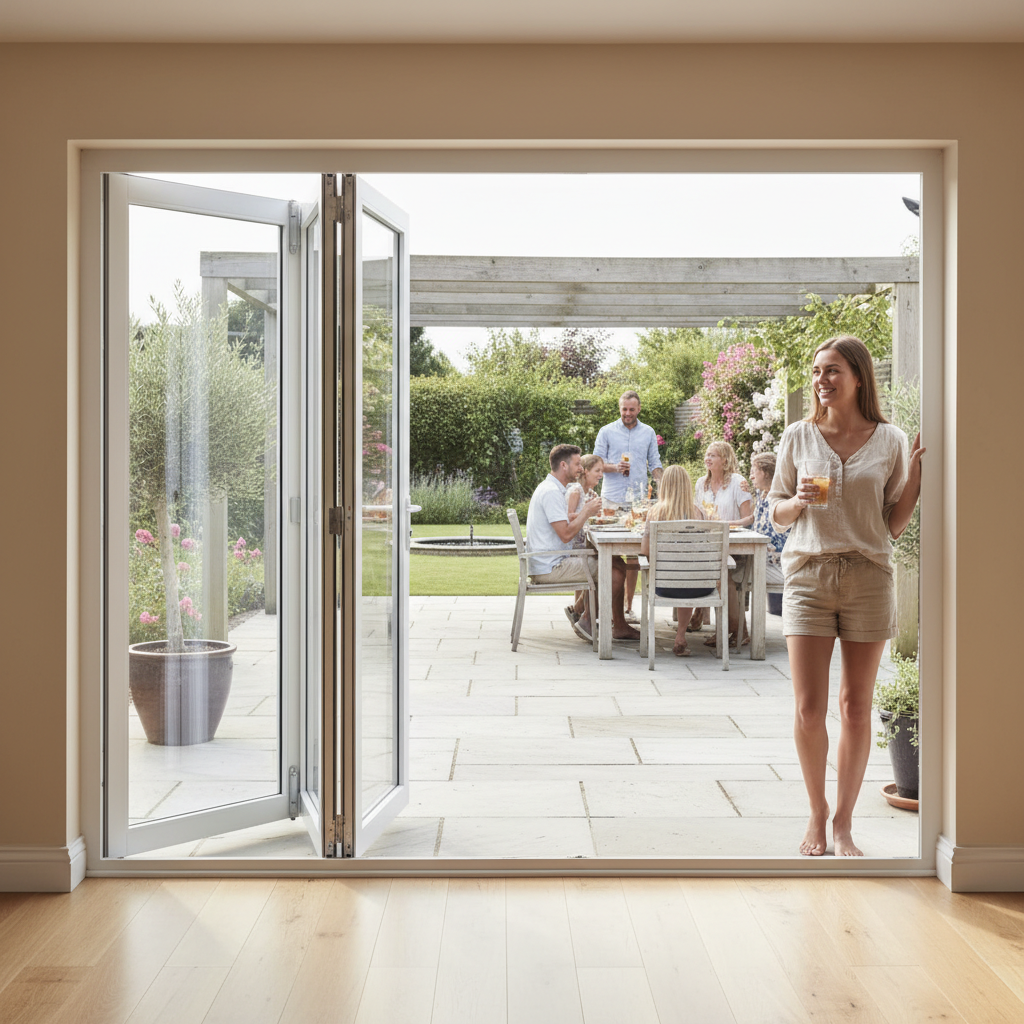 Premium 9ft Slimline White Timber External Bifold Door Set with Double-Glazed Units, Easy Installation and Modern Design