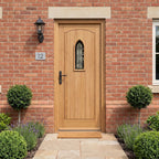 Unfinished External Hardwood Door with Feature Glass and Gothic Raised Mouldings