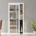 Premium Clear Glazed Flush Pocket Door Set with No Bottom Track for Space-Saving Solutions and Minimalist Design