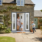Premium White Cottage Composite Grand Entrance Door with Decorative Glazing and Low Maintenance Features