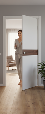 Premium Internal Door with Distinctive Walnut Insert and V-Groove Detailing for Contemporary Interiors