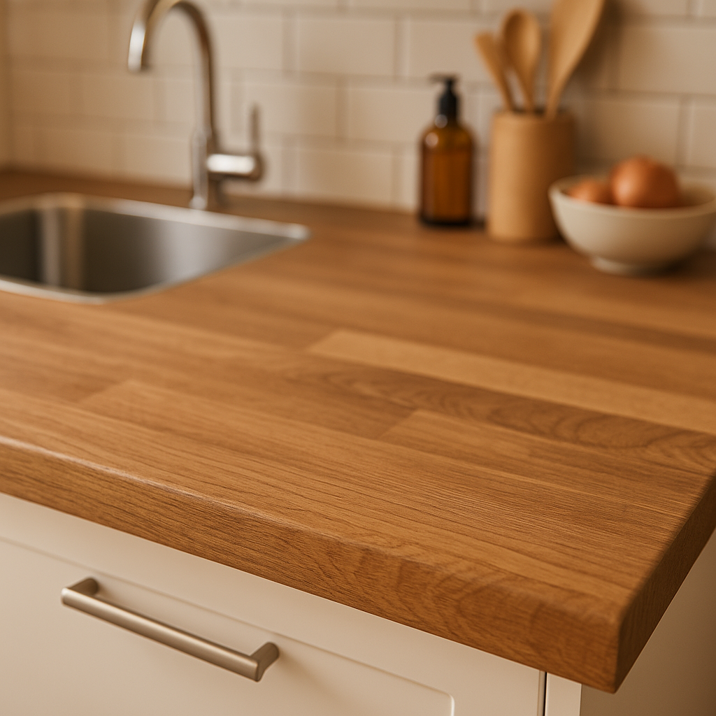 Oak Laminate Worktop - Square Edge 3000mm x 600mm x 38mm - detail view