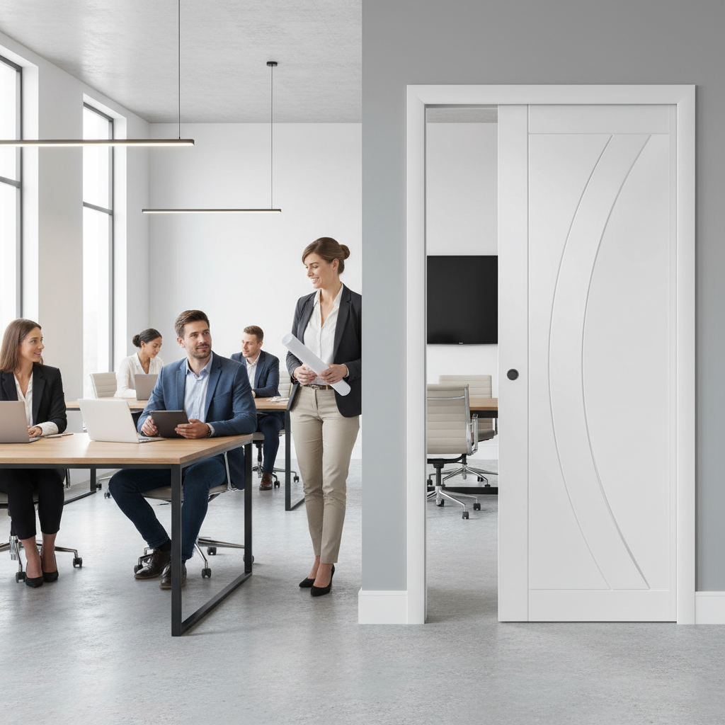 Premium Fire Rated Pocket Door System with Galvanized Steel Frame and Adjustable Features for Sophisticated Spaces