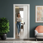 Premium White Primed Internal 7 Panel Framed Pocket Door Set for Stylish Interiors - Image 2
