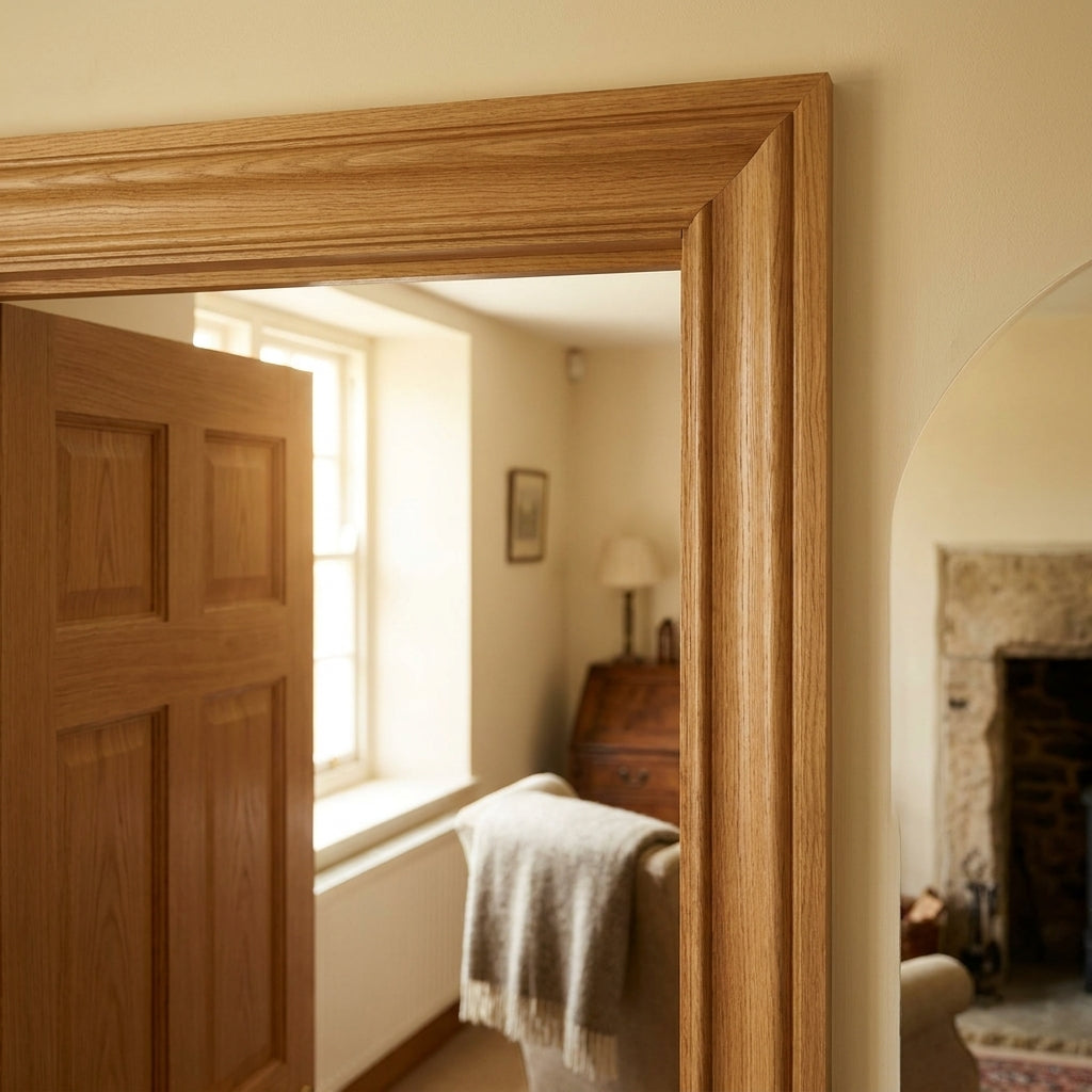 Internal Oak Veneer Door Lining Unfinished 2100mm x 108mm x 18mm - detail view