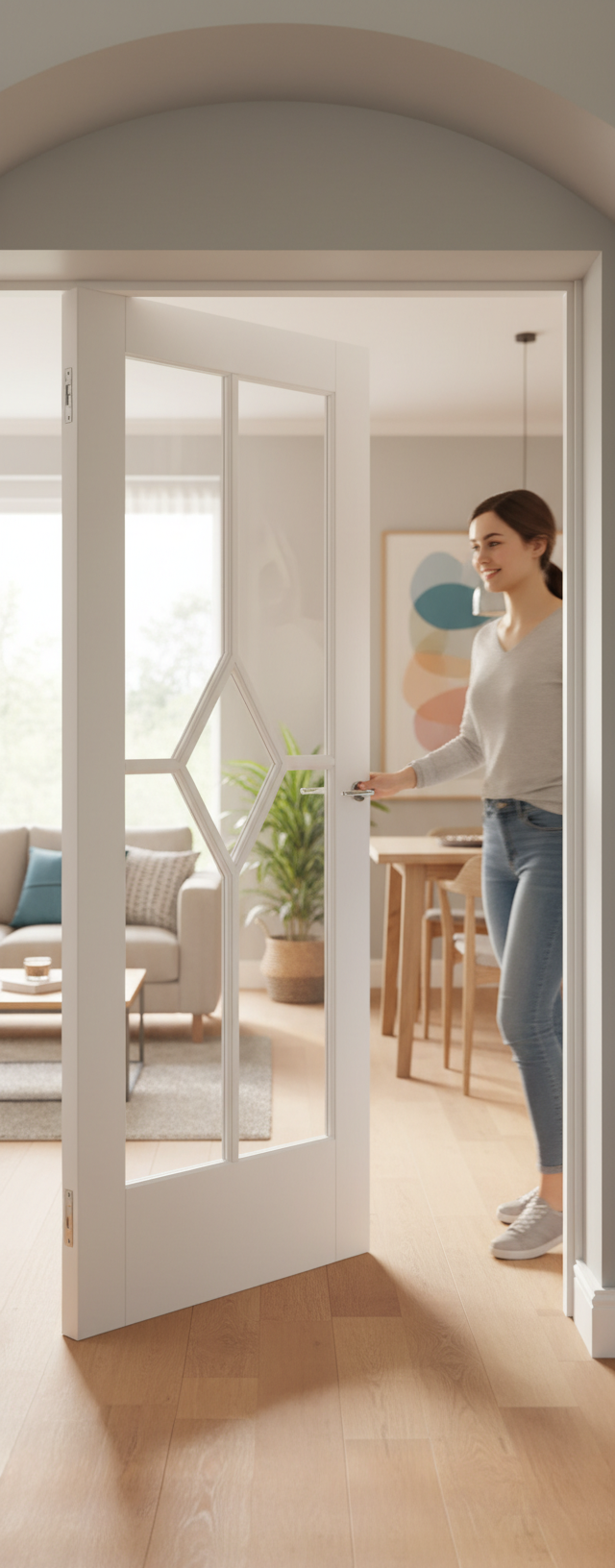 Premium Internal White Primed Clear Glazed Door with Decorative Beading, Engineered Construction and 10-Year Guarantee