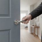 Lever Handle Set with Radius Corner Rose - Two-Tone Chrome Finish for Enhanced Style and Durability - Image 2