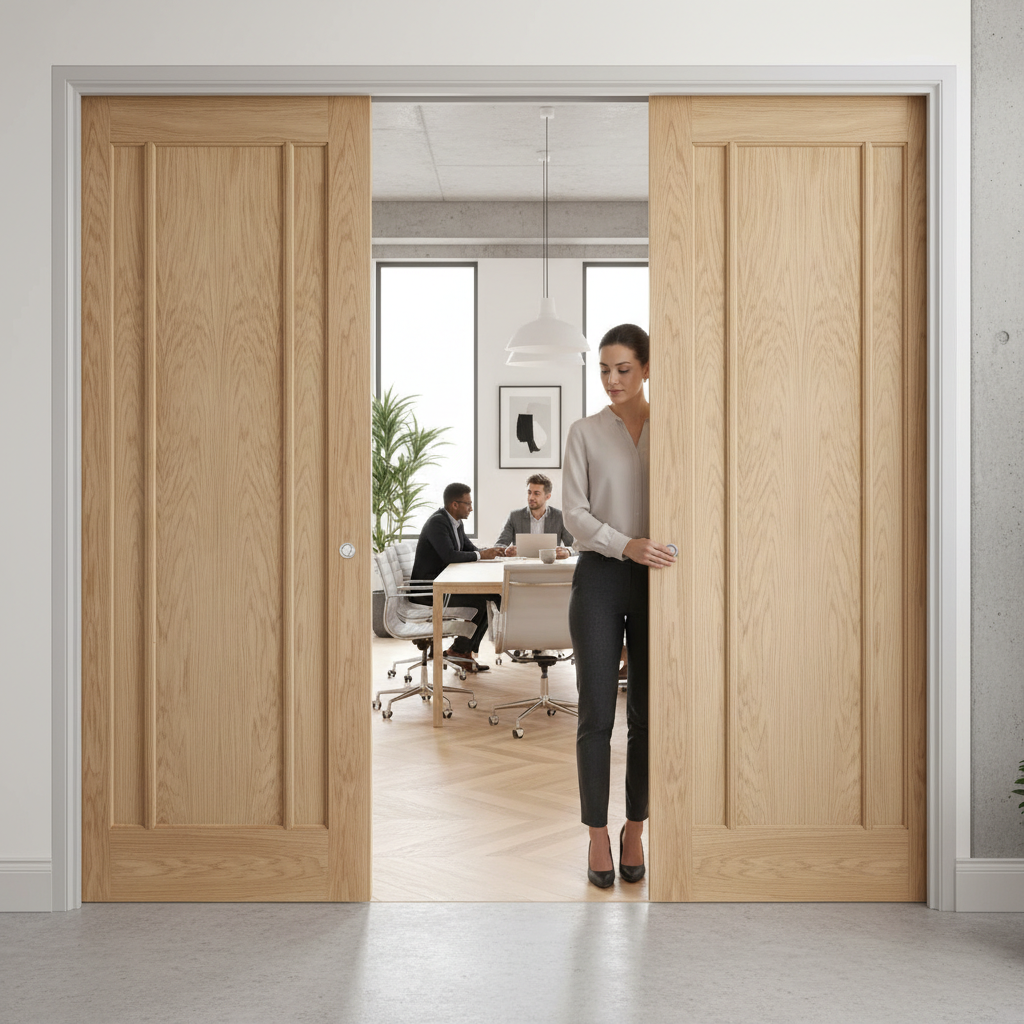 Premium Telescopic Pocket Door System with Wooden Jamb Kit and Adjustable Features for Modern Interiors