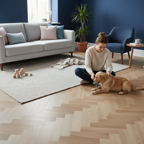 Premium 12mm Laminate Herringbone Flooring with Cork Underlay for Comfort and Easy Installation