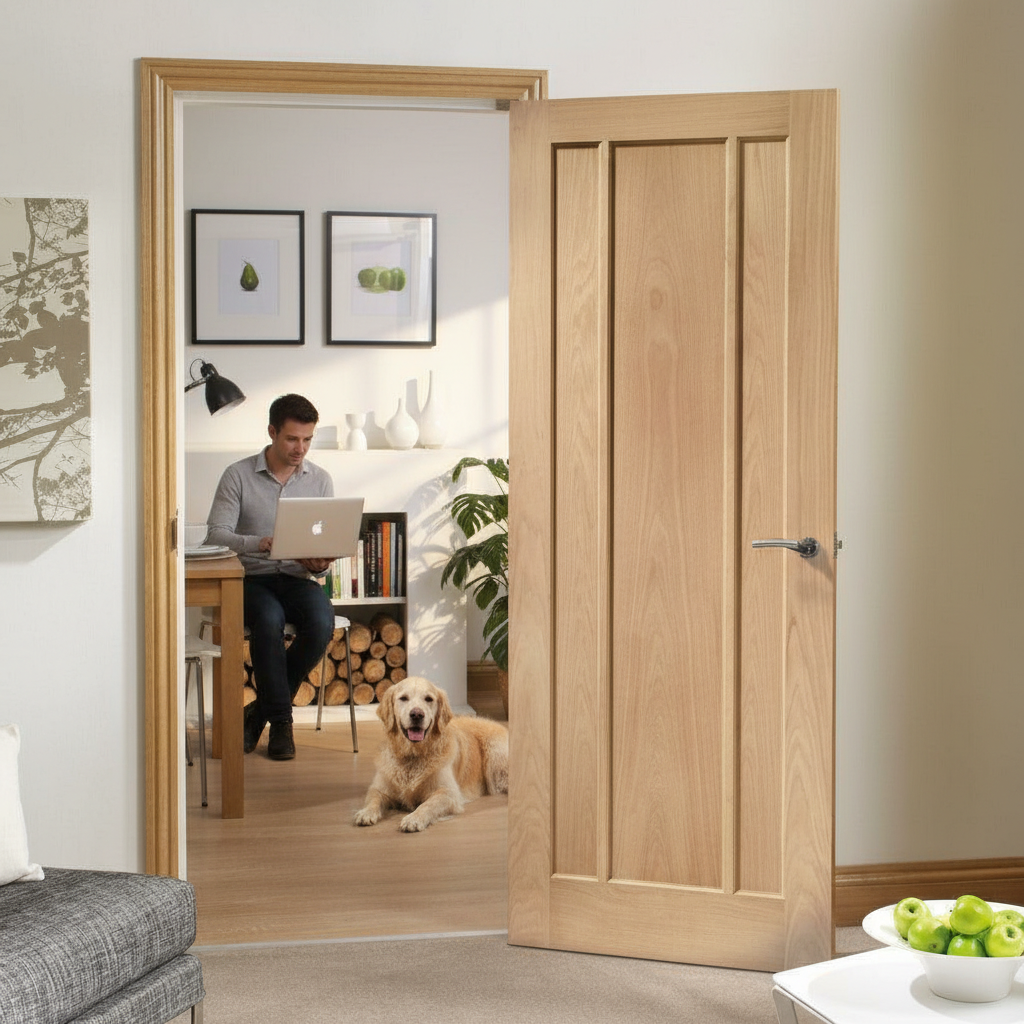 Premium Fully Finished Internal Oak Door with Engineered Construction and Decorative Beading for Modern and Traditional Interiors
