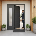 Premium Grey External Door Set with Single Sidelight and Stylish Pull Bar Handle - Multiple Sizes Available