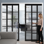 Premium Clear Glazed 4 Door Telescopic Pocket Door System with Adjustable Features and Maintenance-Free Track
