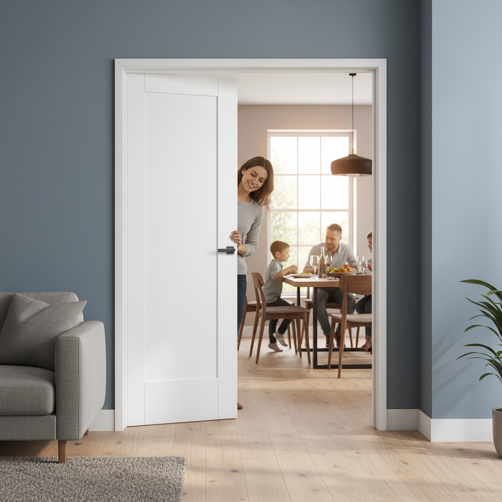 Premium Internal White Primed One-Panel Door Pair - Contemporary Design with 35mm Thickness for Modern Homes - Image 2