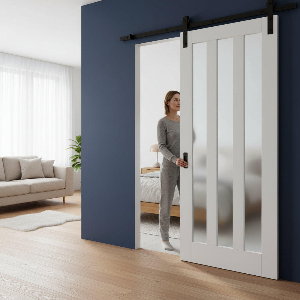 Premium Internal Sliding Door Set with 3 Light Obscure Glass Design and Solid Core Construction for Modern Interiors - Image 2