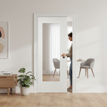 Premium White Primed Glazed Pocket Door Set with Galvanised Steel Frame and Adjustable Jamb Kit for Modern Interiors