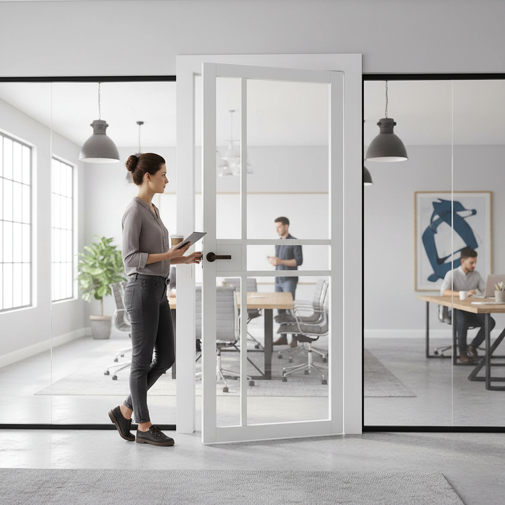 Premium Industrial Style Glazed Door with Robust MDF Construction and Versatile Design for Modern Interiors